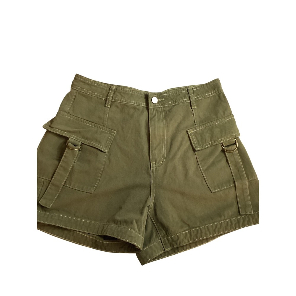 Cider Women Olive Green Cargo Utility Shorts High Waist D-Ring Size XL